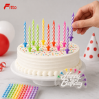 144 Pieces Birthday Candle Set, Assorted Colour, 12 Jumbo Candles, 12 Holders and Banner, 1 Set