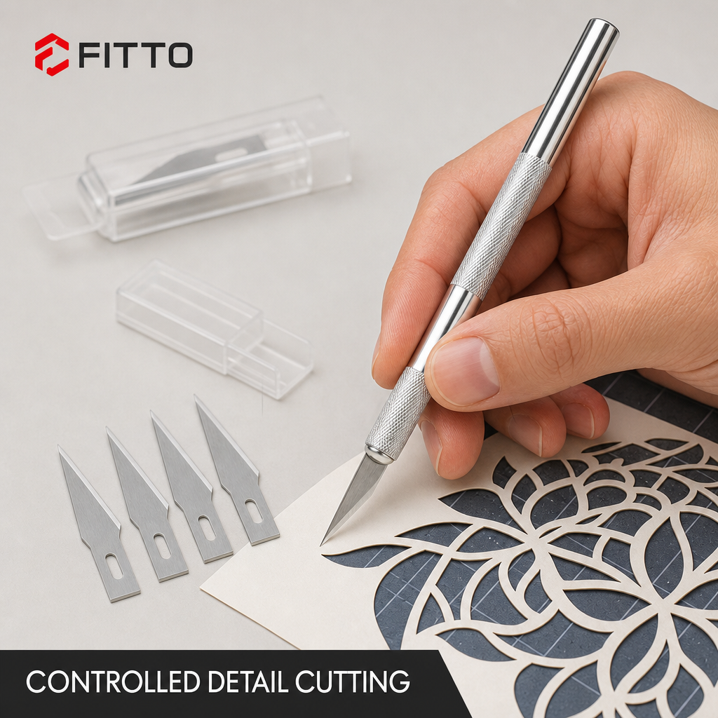 120 Pieces Precision Hobby Knife Set with 5 Spare Blades, 14 cm, Silver, 6-Piece Set