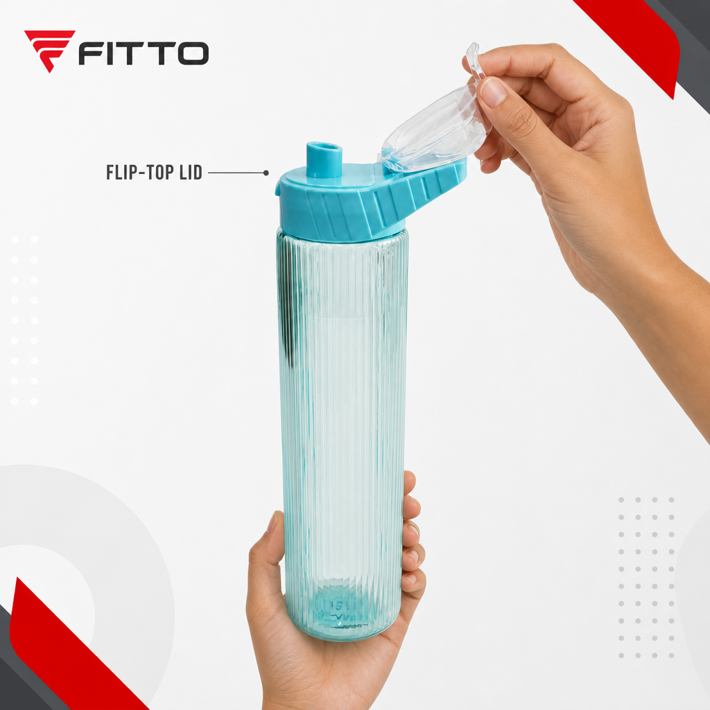 144 Pieces Sports Water Bottles 750 ml Clear Plastic Flip-Top Lid Assorted Colour