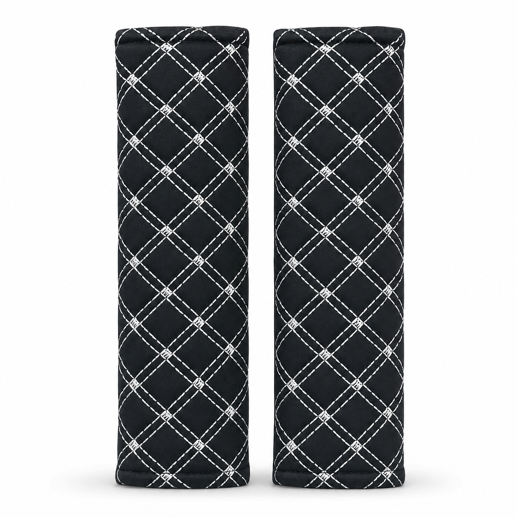 96 Pieces Car Seat Belt Shoulder Pads, Black Plaid, 2-Piece Cover Set