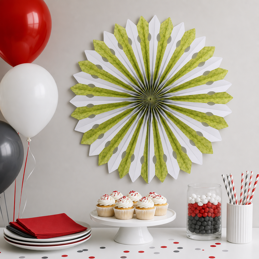 240 Pieces Green Paper Honeycomb Fan Decoration, 40 cm, 1 Piece
