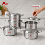 48 Pieces Stainless Steel Casserole Pot Set with Lids, Medium Size, Set of 5, Silver