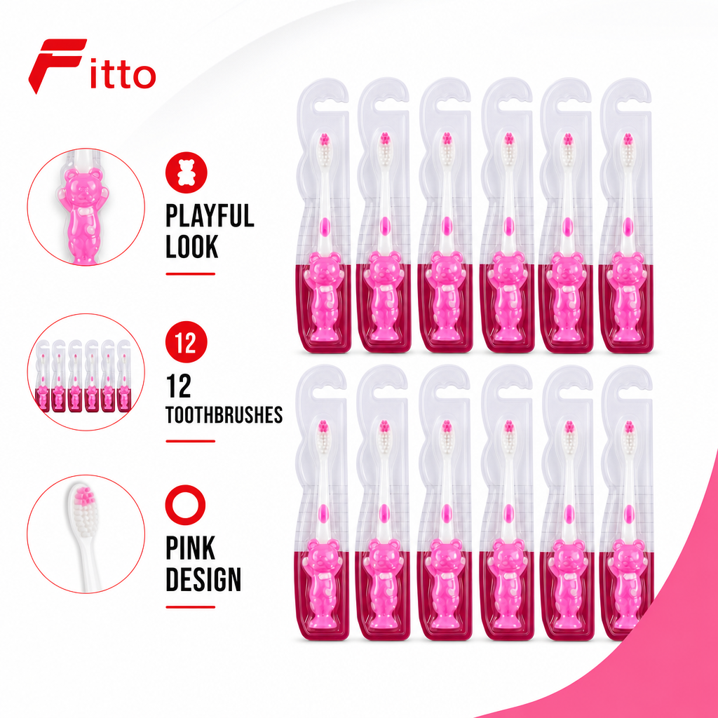 120 Pieces Pink Doll-Design Toothbrushes for Young Users, 12 Pieces