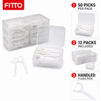 96 Pieces Dental Floss Picks, White, 50 Pieces Per Pack, 12-Pack