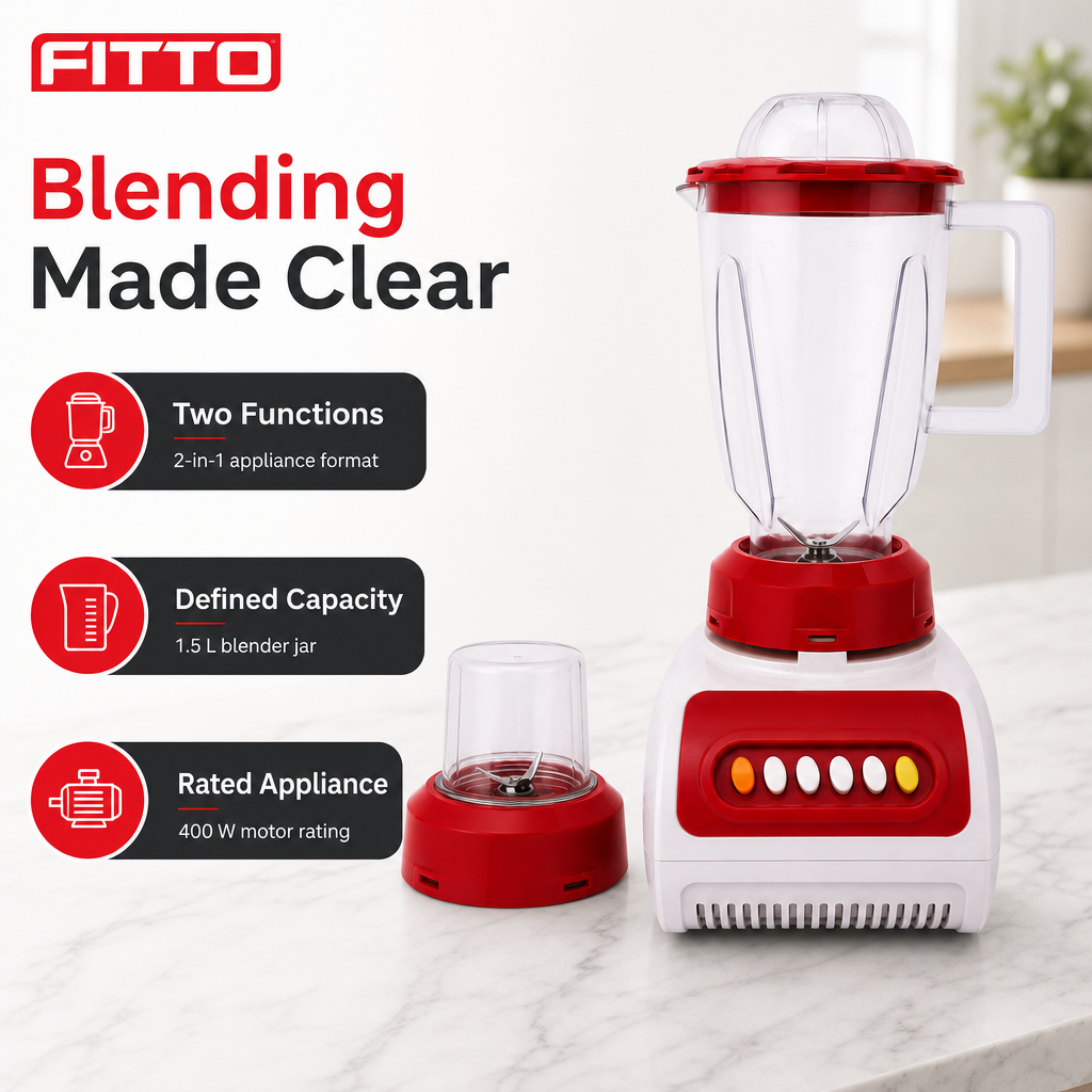 60 Pieces 2-in-1 Blenders, 400 W, 1.5 L Jar, Red, 1 Piece