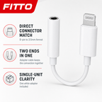 144 Pieces 8-Pin to 3.5mm Headphone Jack Adapter, White, Single Adapter