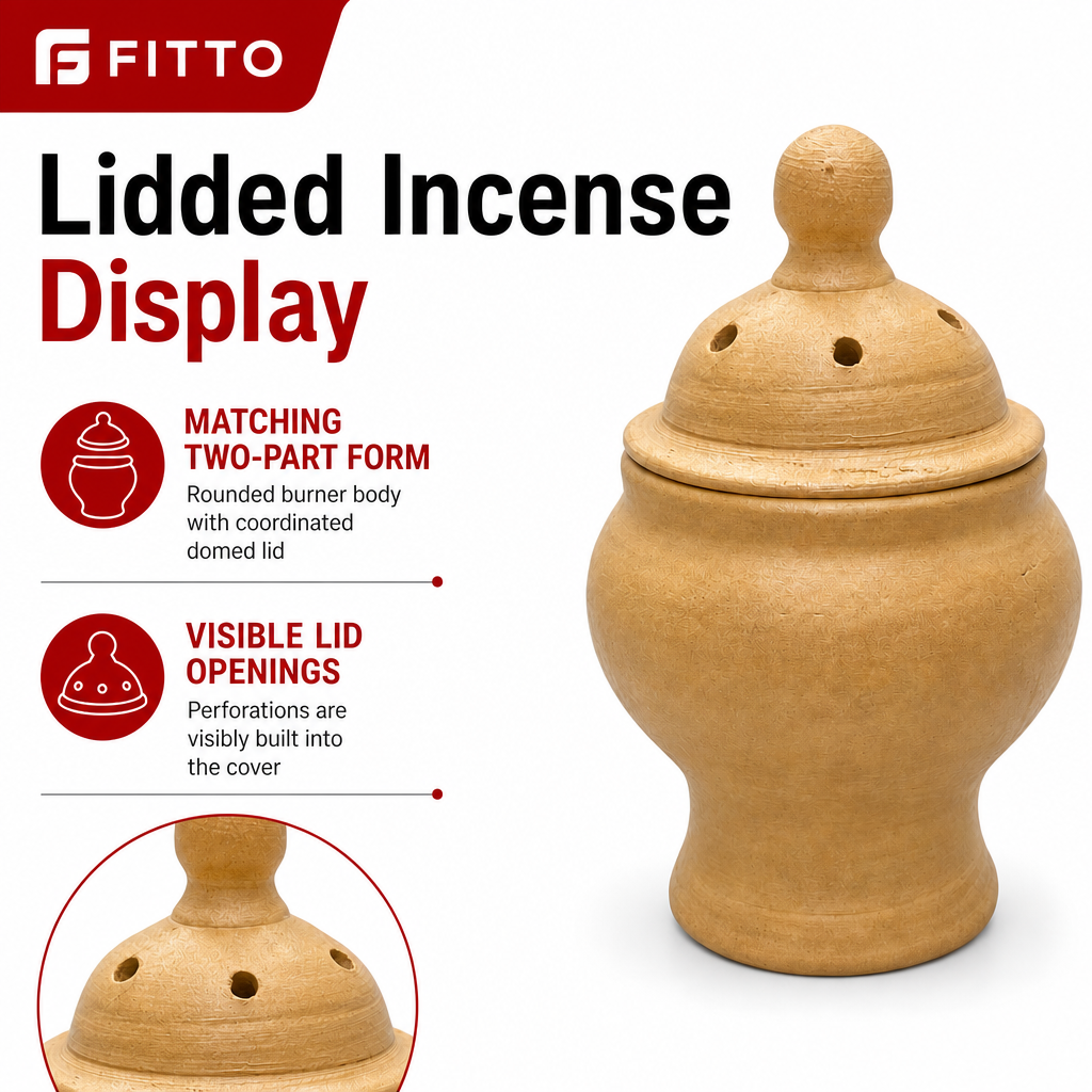 72 Pieces Traditional Terracotta Incense Burner with Lid, Round Lidded Bakhoor Holder, 25 x 18 x 18 cm