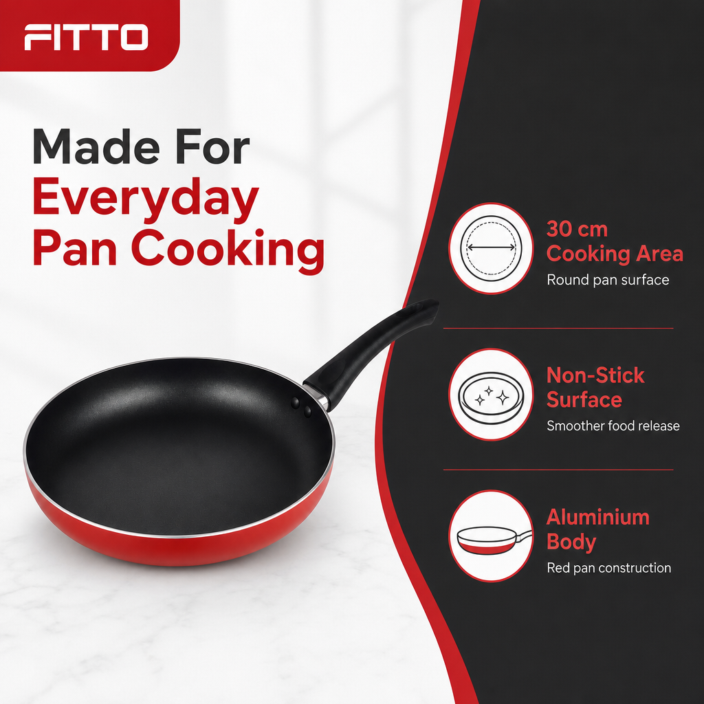 60 Pieces 30 cm Aluminium Non-Stick Frying Pan, Red with Black Handle