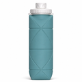 96 Pieces Collapsible Silicone Water Bottle with Cap, Teal and White, 1 Piece