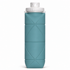 96 Pieces Collapsible Silicone Water Bottle with Cap, Teal and White, 1 Piece