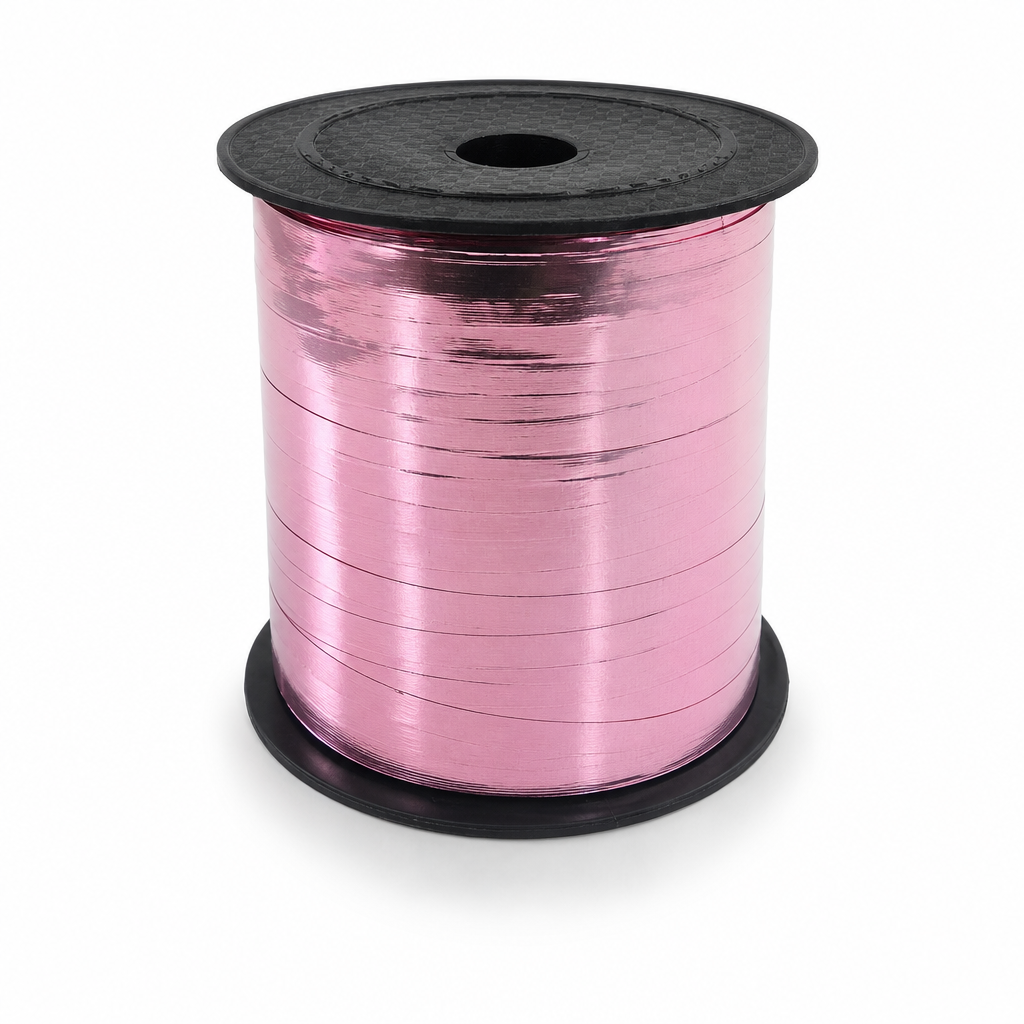 120 Pieces Dark Pink Metallic Ribbon Roll, 5 mm x 250 yd, Decorative Craft Ribbon for Wrapping, Party Details and DIY Projects