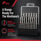 60 Pieces Twist Drill Bit Sets HSS, 1.0–13 mm, Silver Bits with Black Case, 25 Pieces