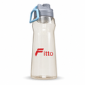 96 Pieces Clear Plastic Water Bottle with Blue Built-In Carry Handle, Sports Hydration Bottle, 32 cm Tall