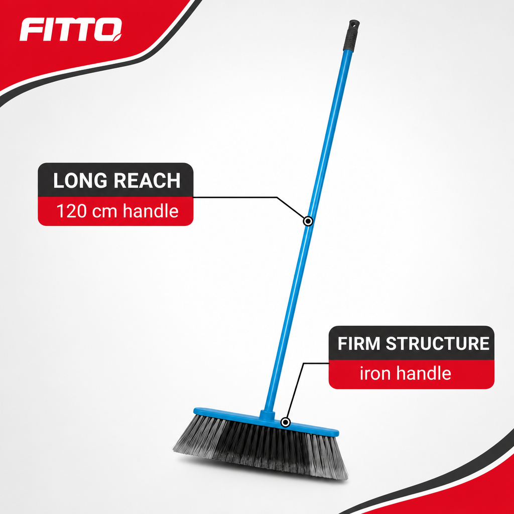 96 Pieces Indoor Broom with Iron Handle, Assorted Colour, 120 cm