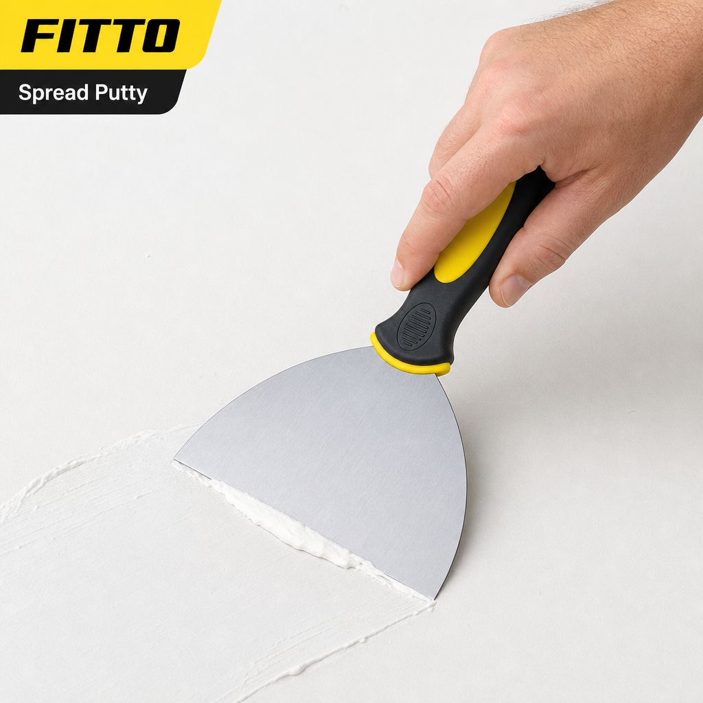 144 Pieces 6 Inch Putty Knife Paint Scraper with Rubber Handle, Yellow Black and Silver, 1 Piece