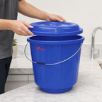 96 Pieces Plastic Bucket with Lid and Carry Handle, 17 Litre, Blue