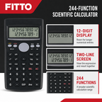 72 Pieces Scientific Calculators, Black 12-Digit Display, Two-Line Screen, 244 Functions, 1 Piece