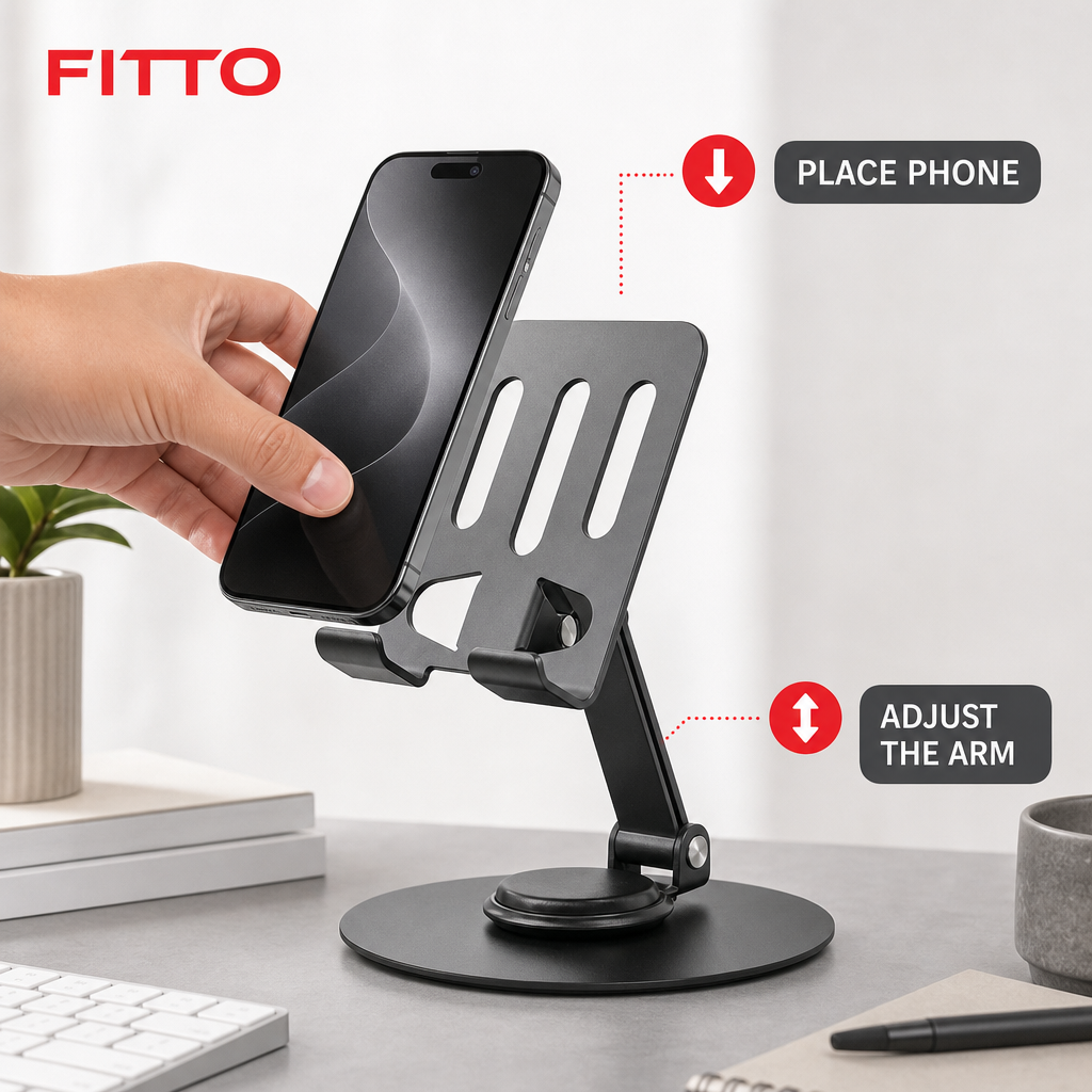 144 Pieces Adjustable Desktop Phone Stand with Telescopic Arm for Desk Viewing