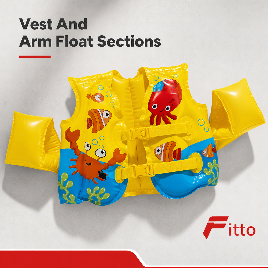 60 Pieces Inflatable Swim Vest with Arm Floats, Yellow Animal Design