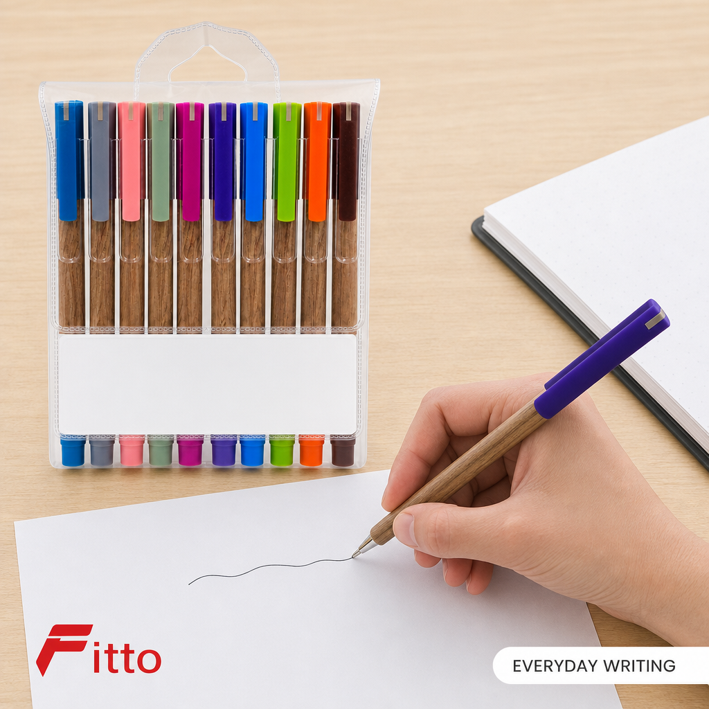 120 Pieces Ballpoint Pens, 1.0 mm, Assorted Colours, 10-Pack