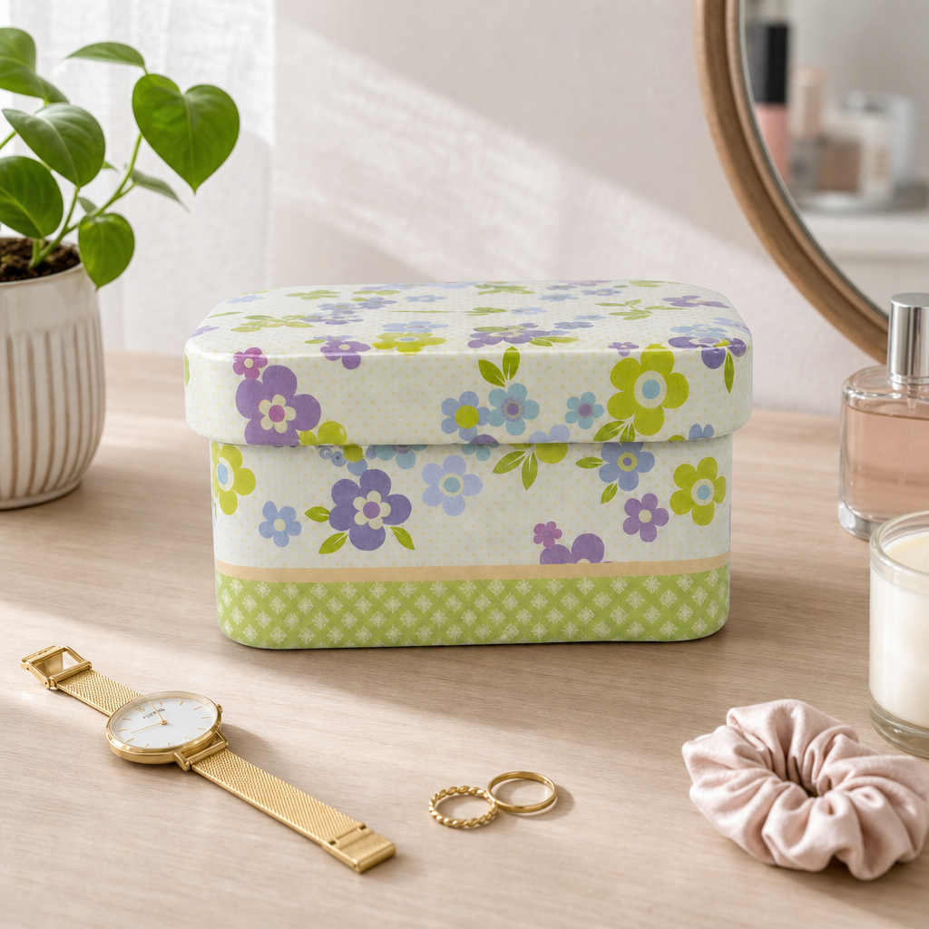 240 Pieces Rectangular Metal Storage Box, White Floral Pattern, 7 x 4.5 x 4 cm, 1 Piece
