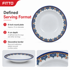 120 Pieces Melamine Soup Plate, 8 Inch, Round White Tablewares with Decorative Blue Border
