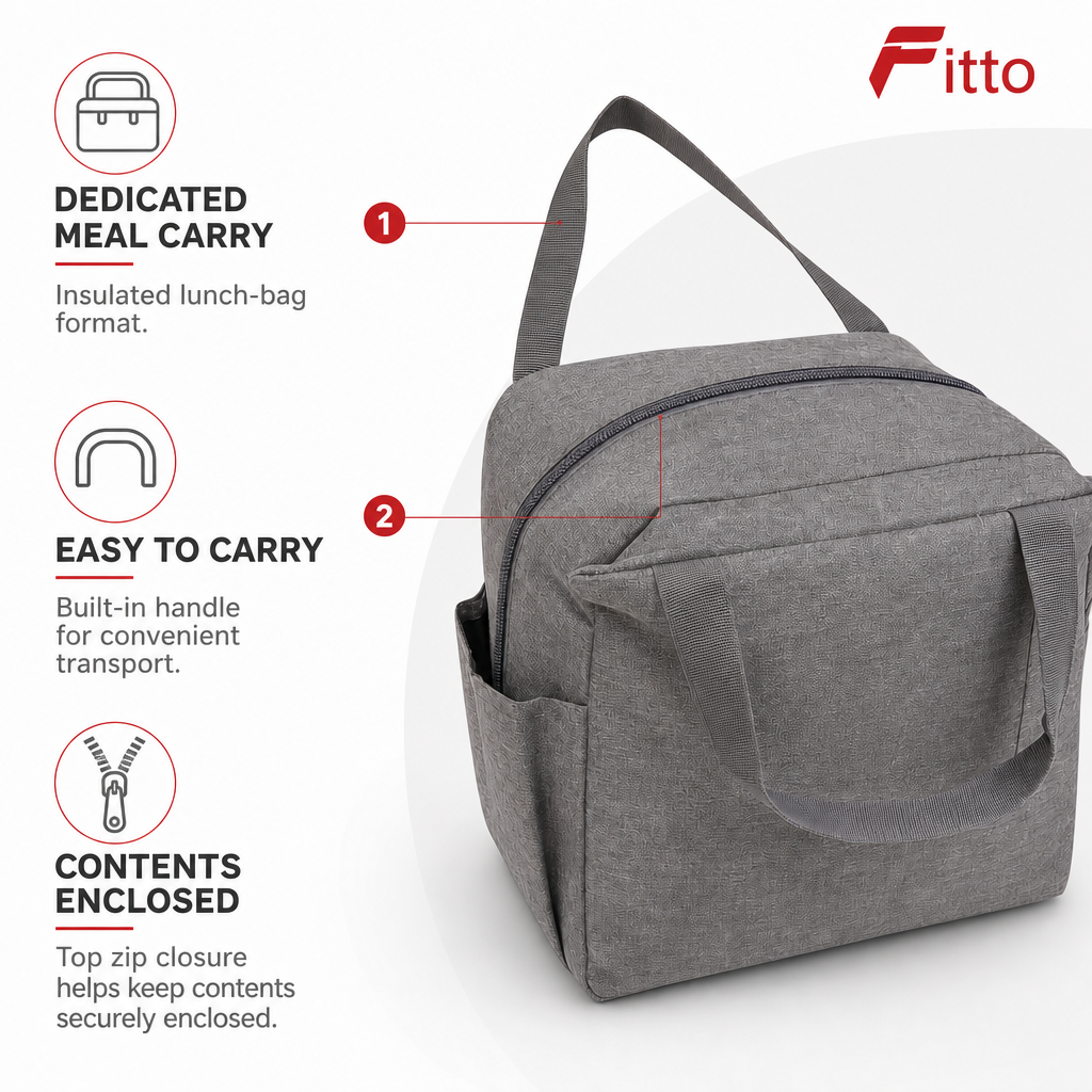 96 Pieces Insulated Lunch Bag with Carry Handle, Grey, 1 Piece