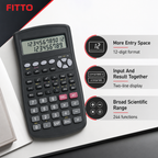 72 Pieces Scientific Calculators, 12-Digit, Two-Line Display, 244 Functions, Black and Grey, 1 Piece