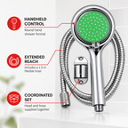 120 Pieces Hand Shower Head with 1.5 m Flexible Hose, Green and Chrome