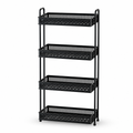60 Pieces Four-Tier Metal Storage Rack with Ventilated Basket Shelves, Black