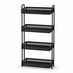 60 Pieces Four-Tier Metal Storage Rack with Ventilated Basket Shelves, Black