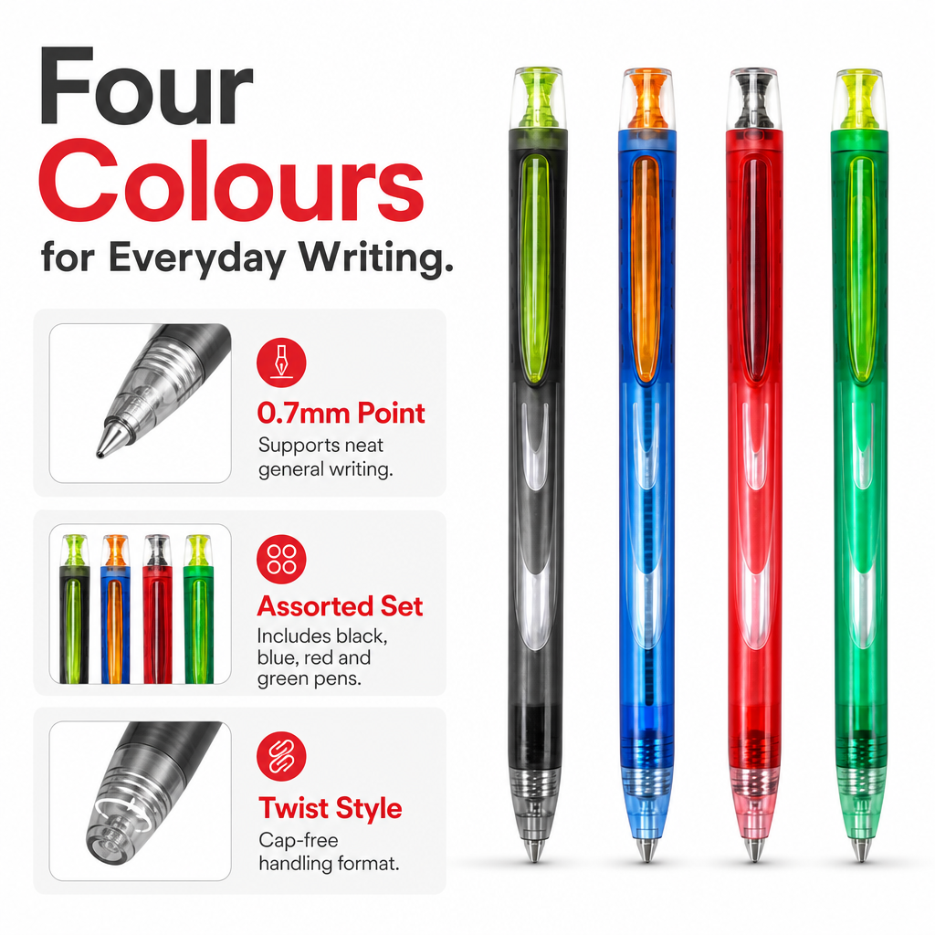 60 Pieces Gel Pens 0.7mm, Galaxy Twist Design, Assorted Colours, 4-Pack