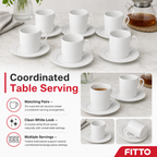 72 Pieces Ceramic Tea and Coffee Cup and Saucer Set, White, 12 Pieces
