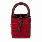 72 Pieces Mini Woven Handbags with Top Handles, Red, 16 x 13 x 8 cm