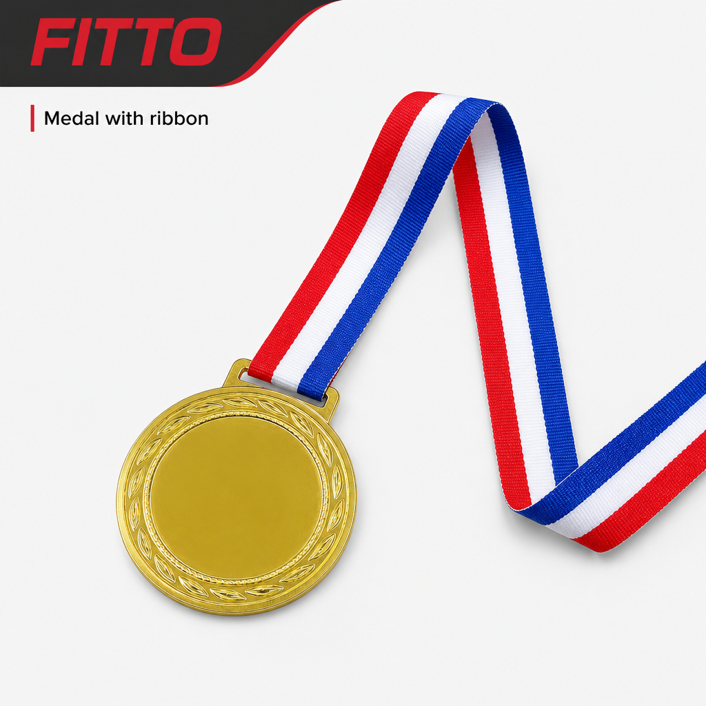 144 Pieces Plain Sports Medal with Red White and Blue Ribbon, Gold, 10 x 8 x 1 cm