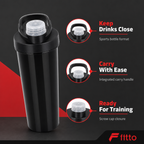 96 Pieces Sports Water Bottles, Black Bottle with Screw Cap and Carry Handle, 27 x 10 x 10 cm