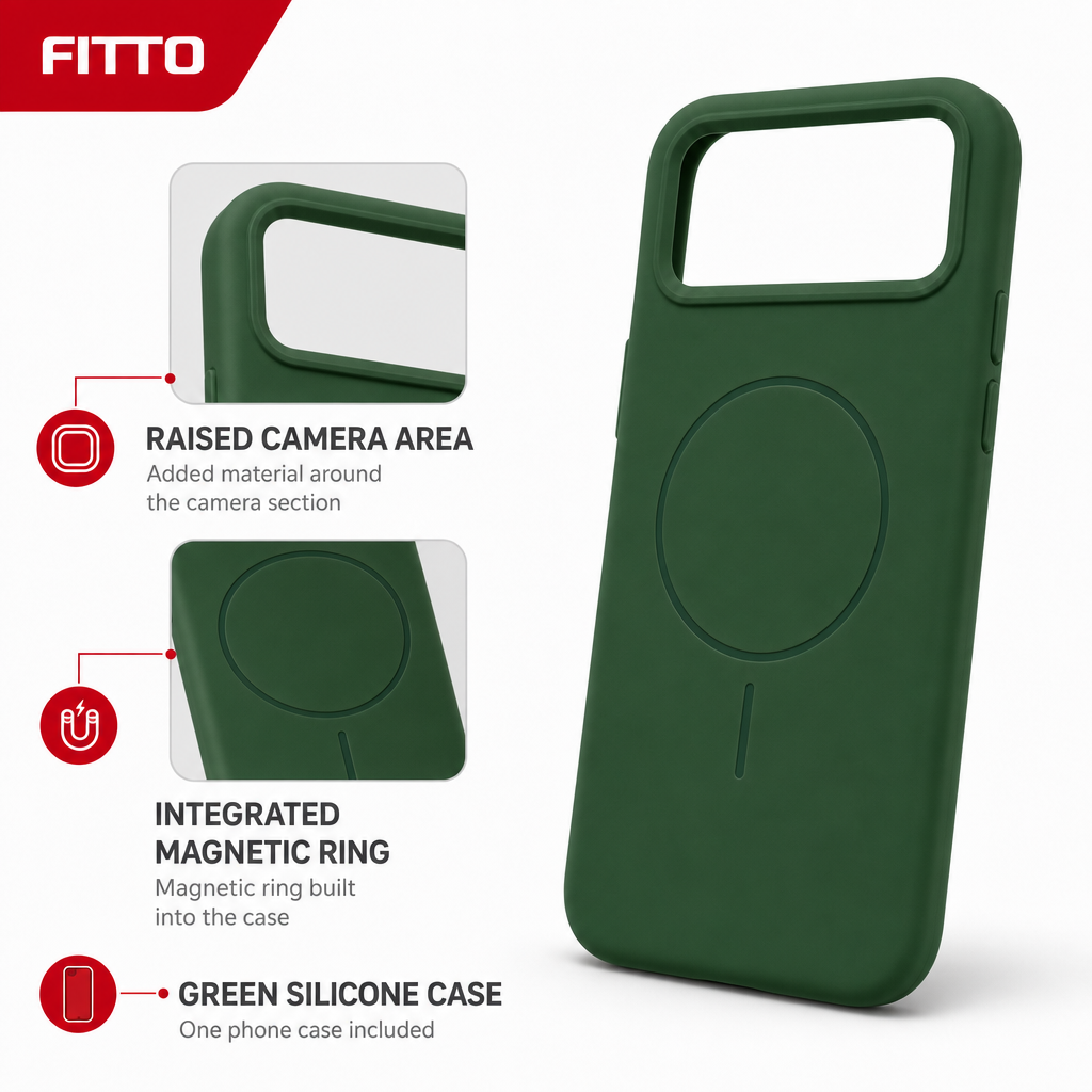 120 Pieces Silicone Magnetic Phone Cases with Raised Camera Protection for 17 Pro, Green
