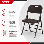 48 Pieces Folding Chair, Brown Heavy-Duty Design with Woven Rattan-Style Seat and Backrest, Single Piece