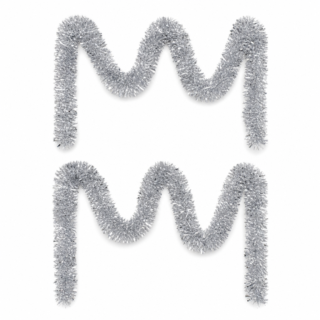 96 Pieces Silver Tinsel Decoration, 12 cm x 12 m, 2 Pieces