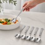 96 Pieces Stainless Steel Serving Spoon Set, 6 Pieces, Silver Tablewares Utensils for Dining and Buffet Serving