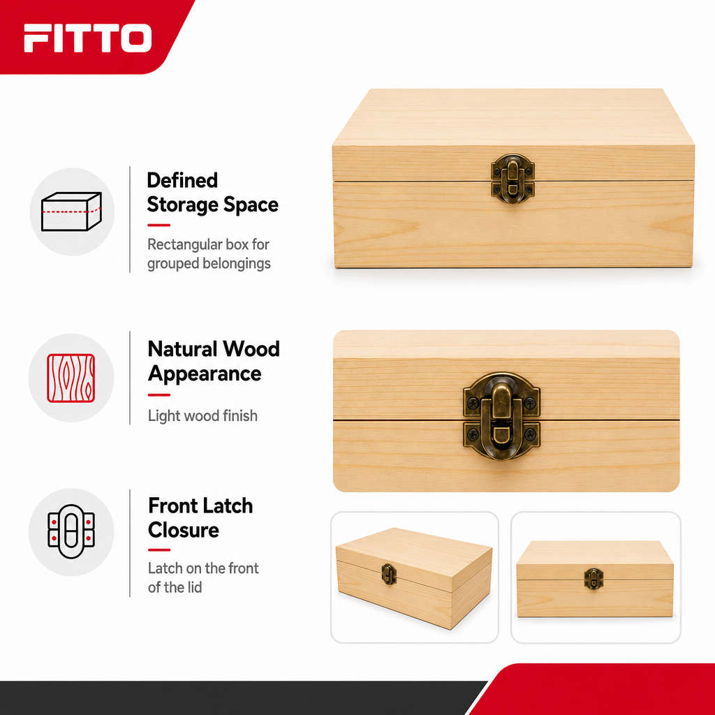96 Pieces Wooden Storage Box, Natural Wood, 12 x 8 Inch, Front Latch Closure