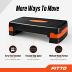 48 Pieces Aerobic Step Platform for Exercise, 68 x 28 cm, Adjustable 10–15 cm