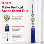 144 Pieces Blue and Gold Hanging Tassel Ornament with Heart Detail, Decorative Home Accent, 1 Piece, 30 cm