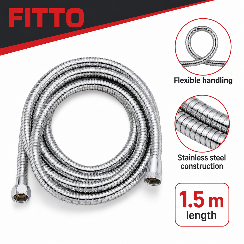 96 Pieces Flexible Stainless Steel Shower Hose, 1.5 m, Silver, 1 Piece