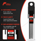 240 Pieces Snap-Off Utility Knife Replacement Blades, 9 mm x 80 mm, Black and Silver, 1 Pack