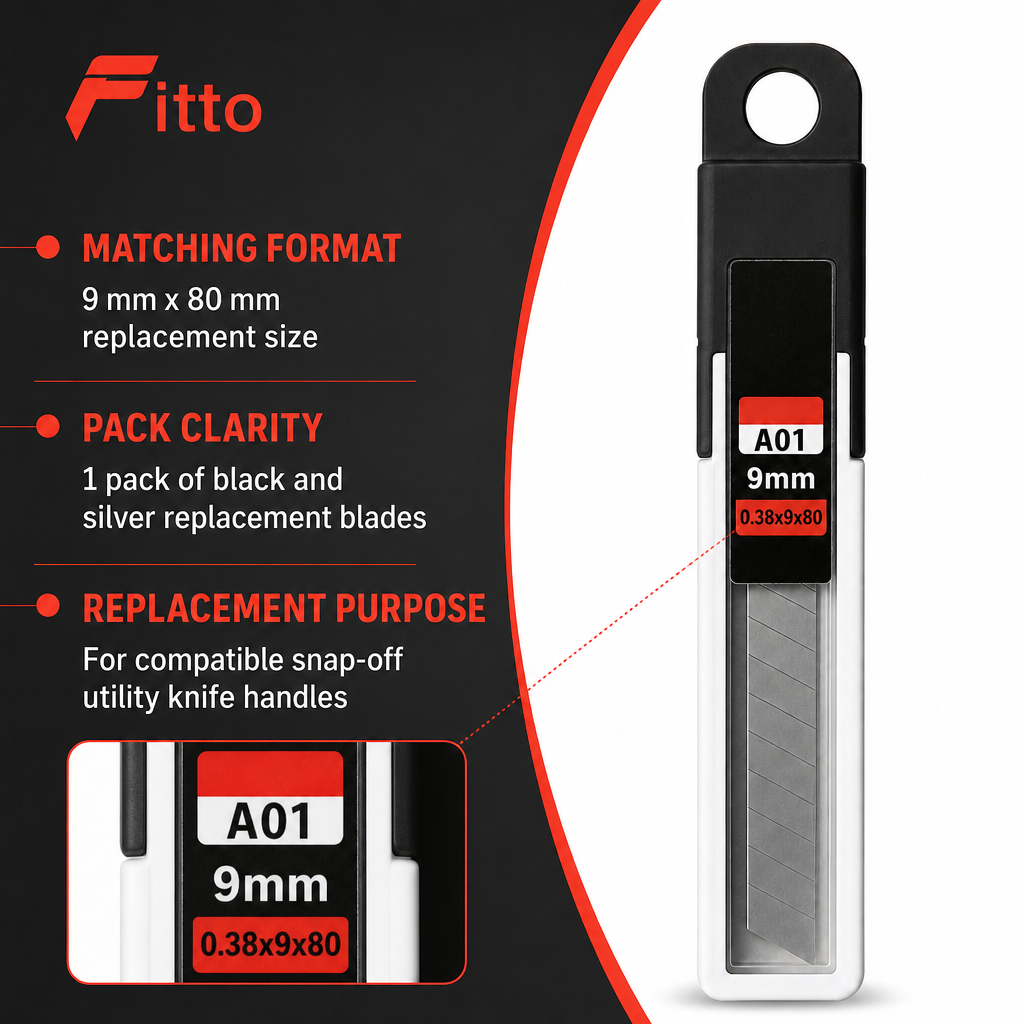 240 Pieces Snap-Off Utility Knife Replacement Blades, 9 mm x 80 mm, Black and Silver, 1 Pack