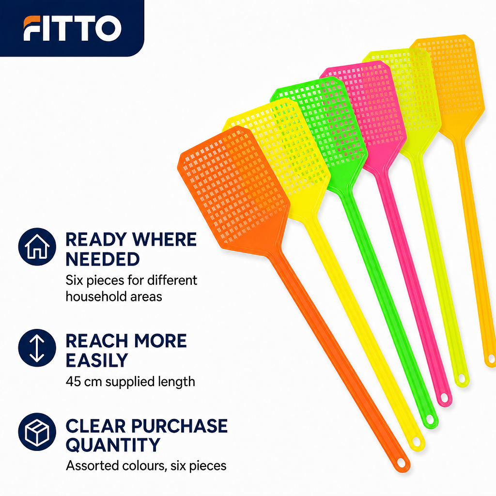 240 Pieces Assorted Colour Plastic Fly Swatters with Long Handles, 6 Pieces