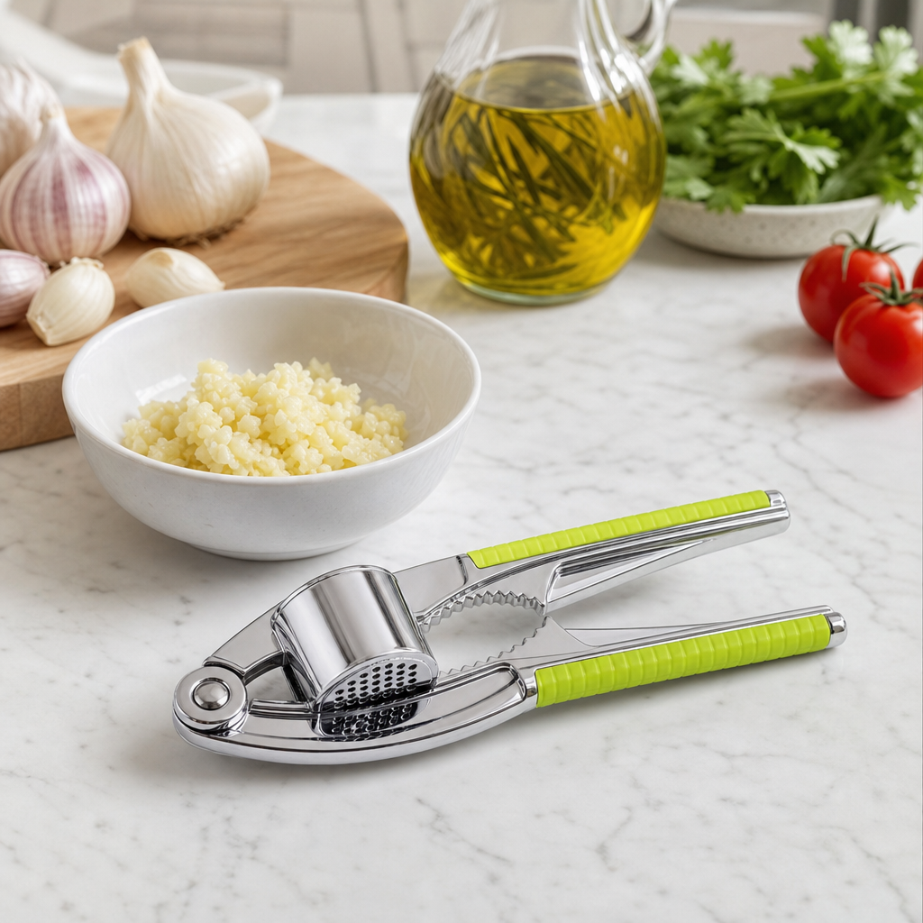96 Pieces Garlic Presses, Metal Handheld Garlic Crusher with Silver and Green Handles, 1 Piece