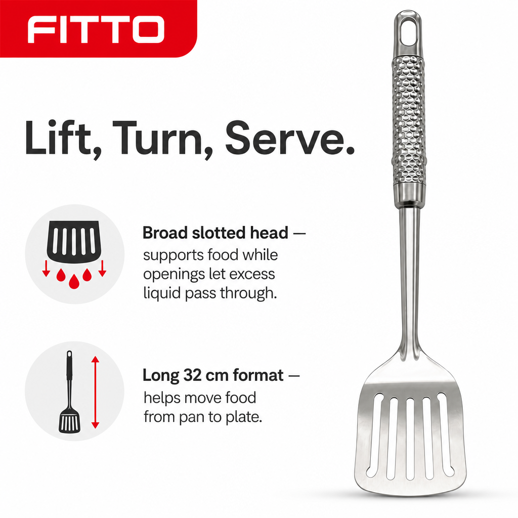 120 Pieces Slotted Turner, Silver Stainless Steel Cooking Utensils, 32 cm, 1 Piece
