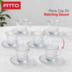 60 Pieces Ribbed Clear Glass Tea Cup and Saucer Set, 12 Pieces